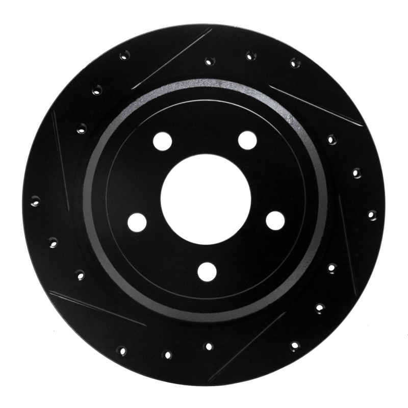 Ford Crown Victoria Brake Rotor (1) - Rear Left - R1 Concepts - Drilled & Slotted - Black - `03-`11
